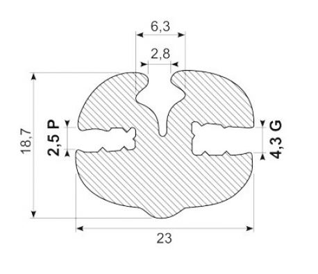 Gummiliste til fast vindue i 3mm glasfiber tag